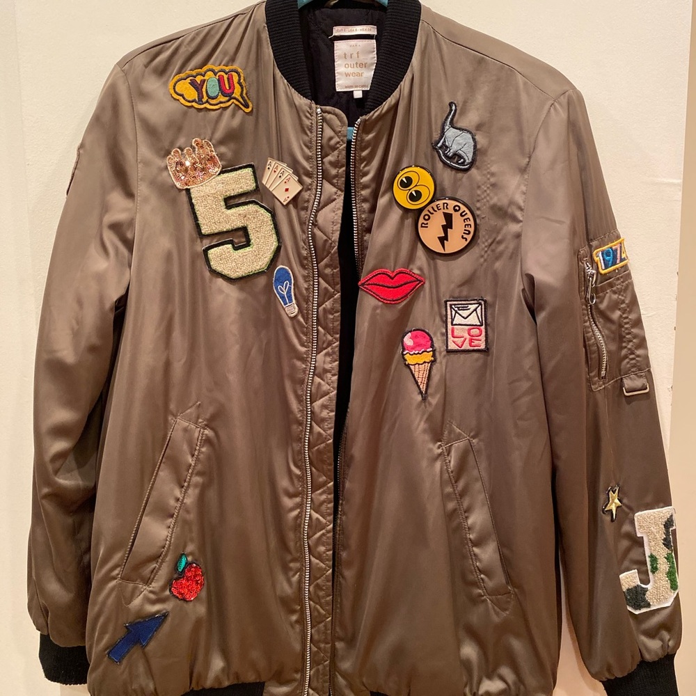 Zara women’s bomber jacket with patches